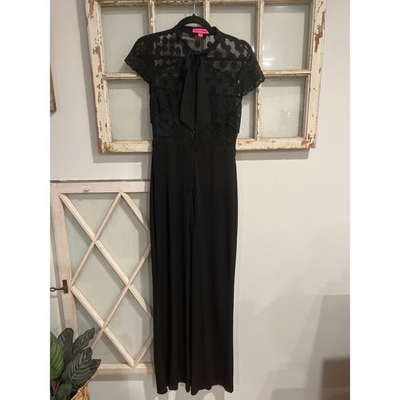 Betsey Johnson size 4 black jumpsuit with lace top - Picture 2 of 4
